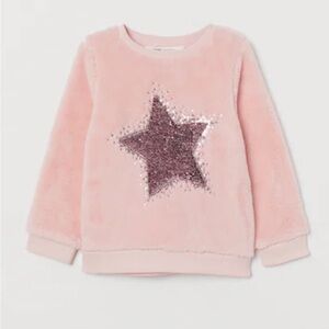 H&M - LIGHT PINK Sweatshirt with Sequin STAR